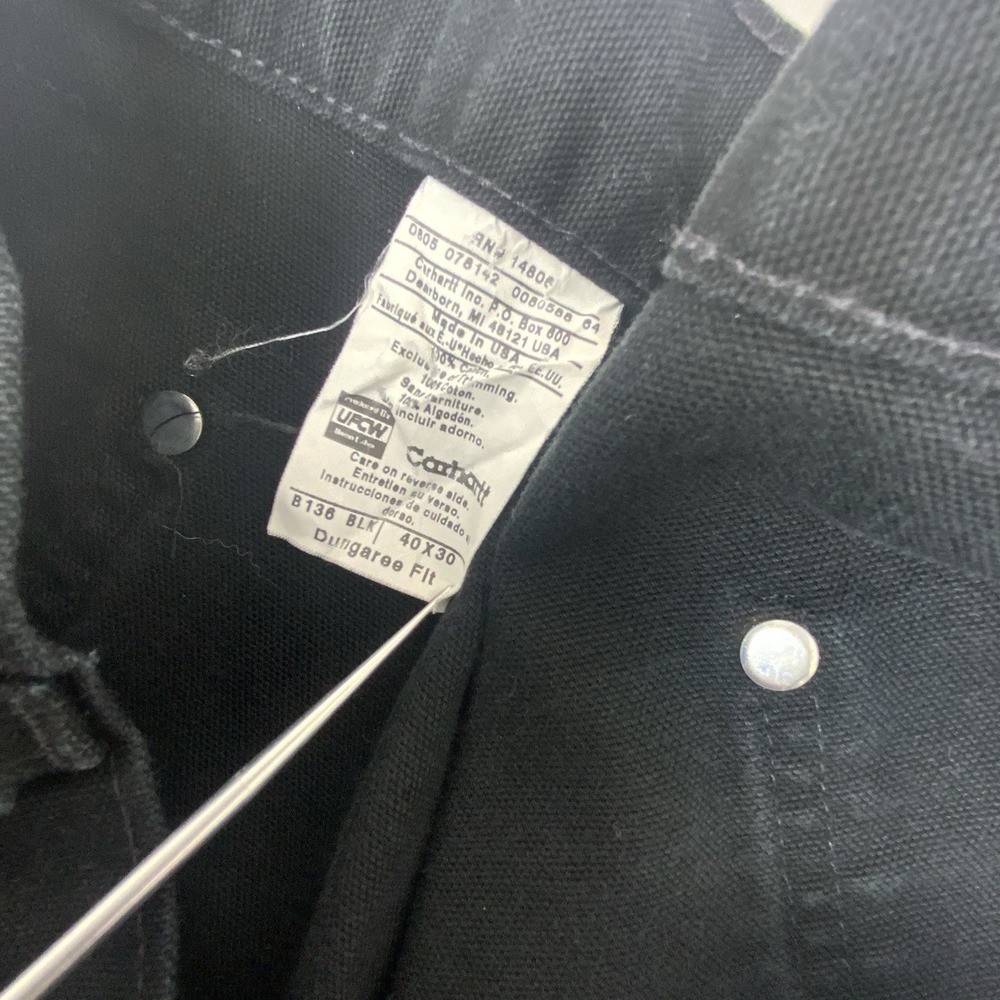 Vintage‎ Carhartt B136 Double Knee Jeans Pants size 40x30 Dungaree Fit Black USA - Picture 12 of 13